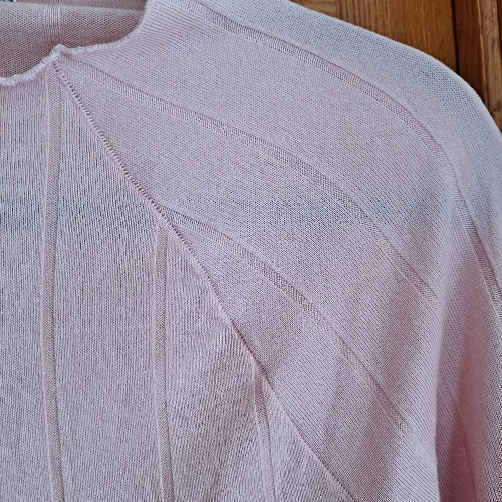 Free People Eyes Wide Open Light Pink Ribbed Long Sleeve Knit Top